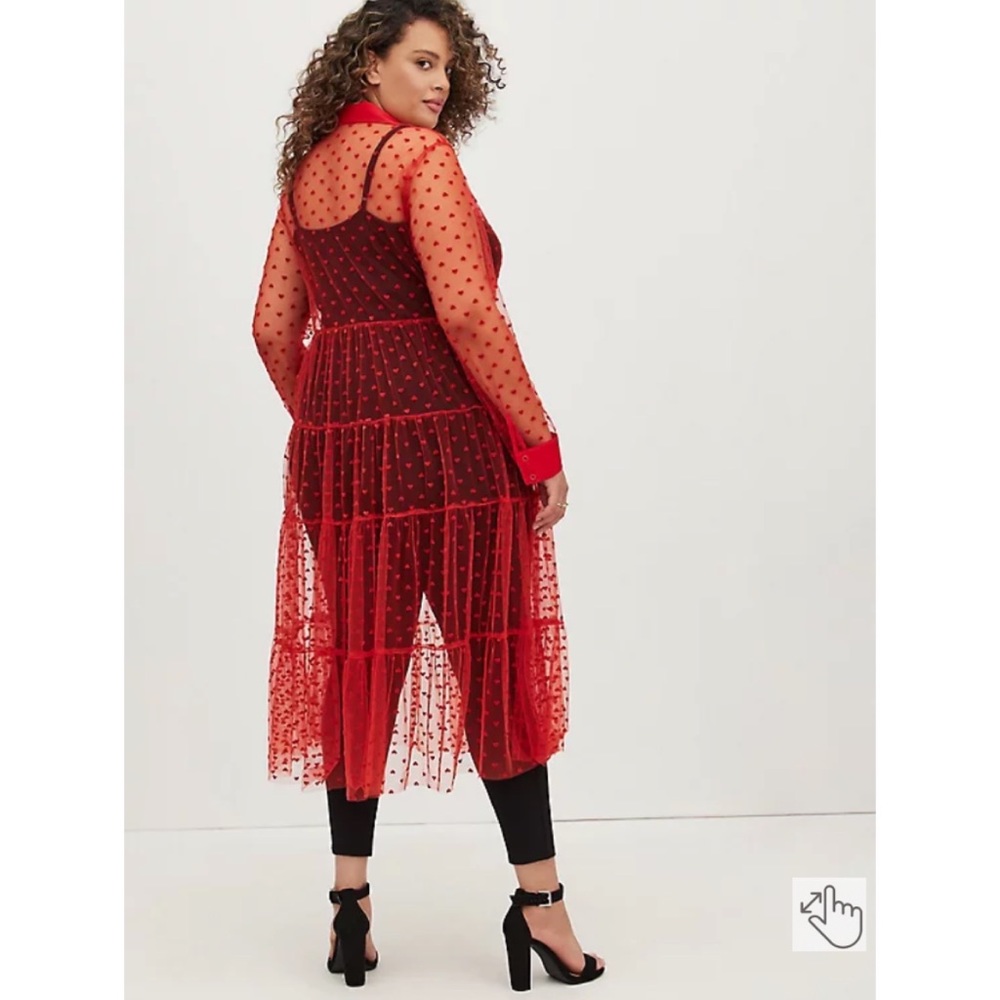 NWT TORRID Kimono - Button Front Mesh Red Hearts - Picture 5 of 9